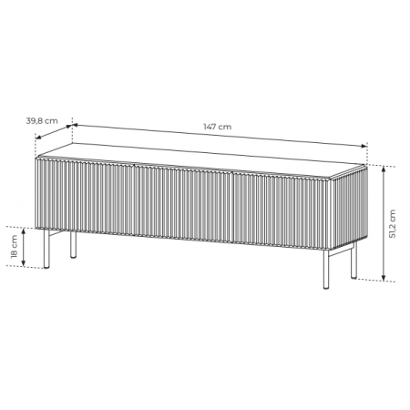 Szafka pod telewizor ryflowana czarna 3D RTV 147 cm MIGEL